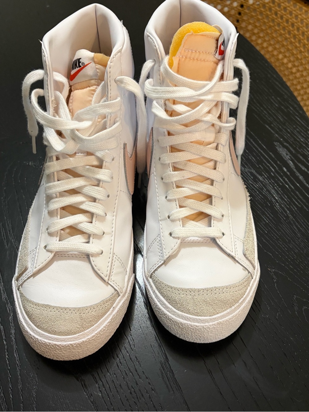 Nike Women’s White High-Top Sneakers with Pink and Tan Accents
